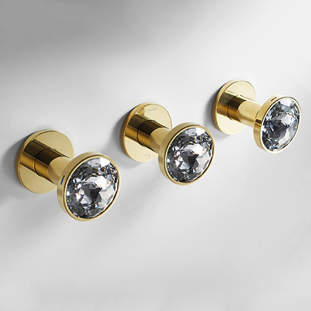 Bravat Crystal Gold Three Holes Bathroom Shower Mixer