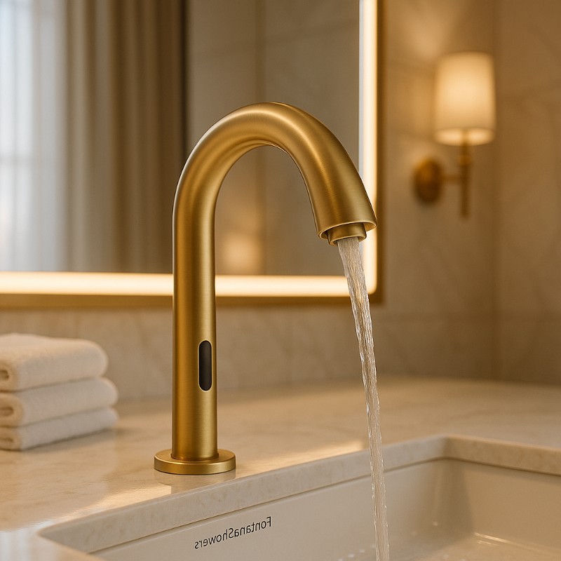 Luxury bathroom fixtures in a golden finish style