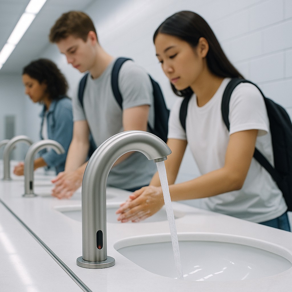 Brushed nickel commercial automatic foam soap dispenser