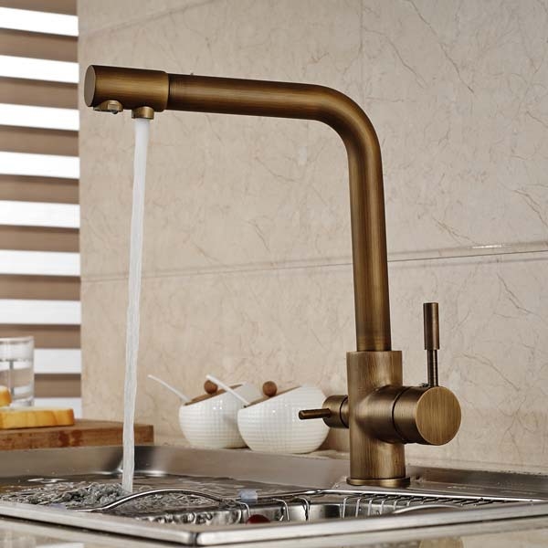Venice Antique Brass Deck Mount Kitchen Sink Faucet