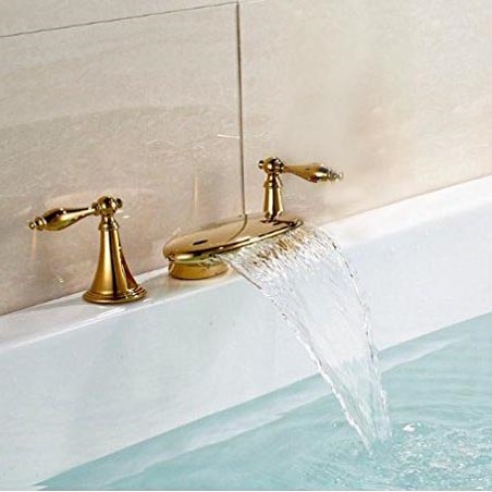 Waterfall Gold Finish Bathtub Faucet