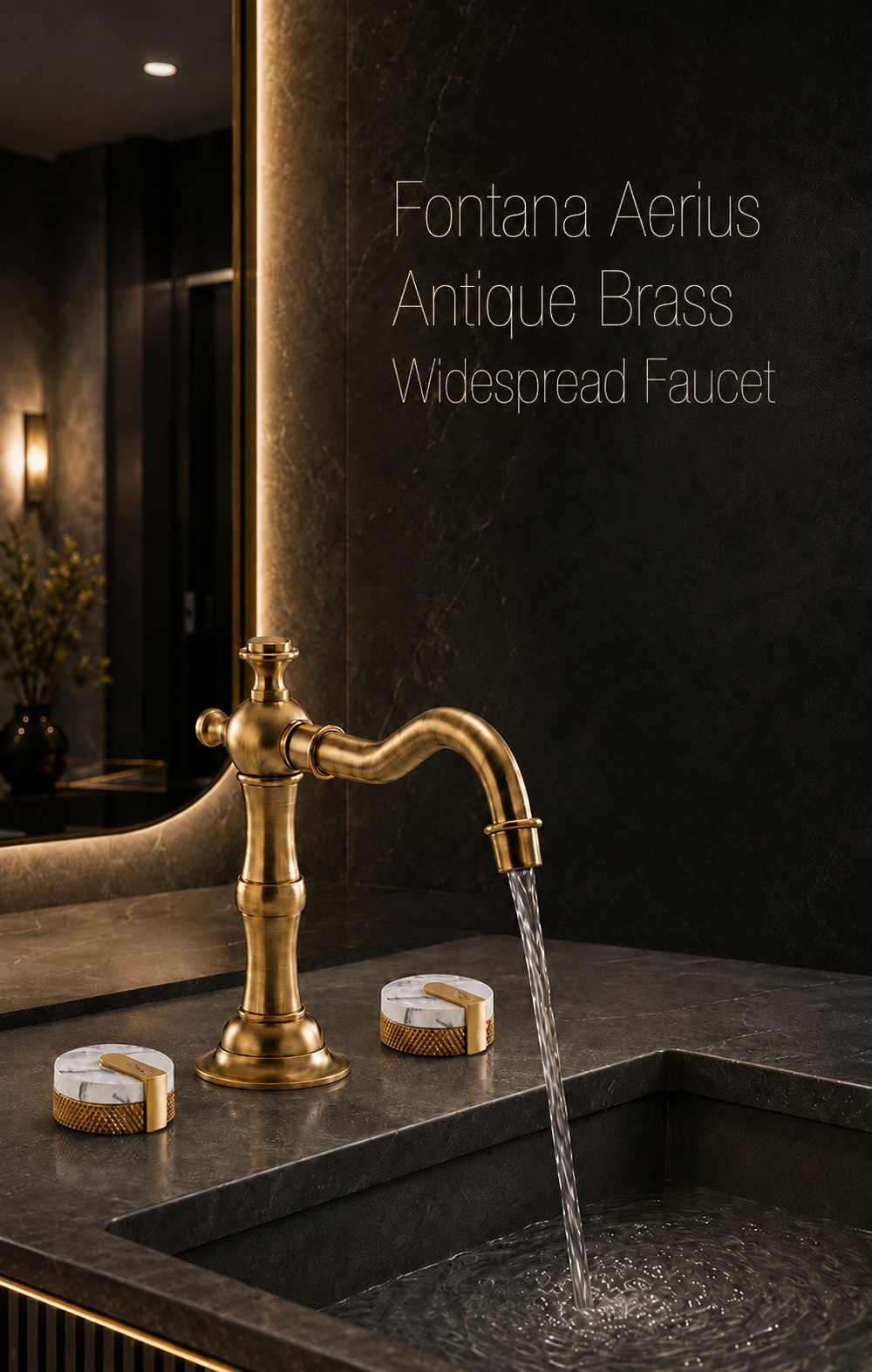 Fontana Aerius Antique Brass Widespread Faucet