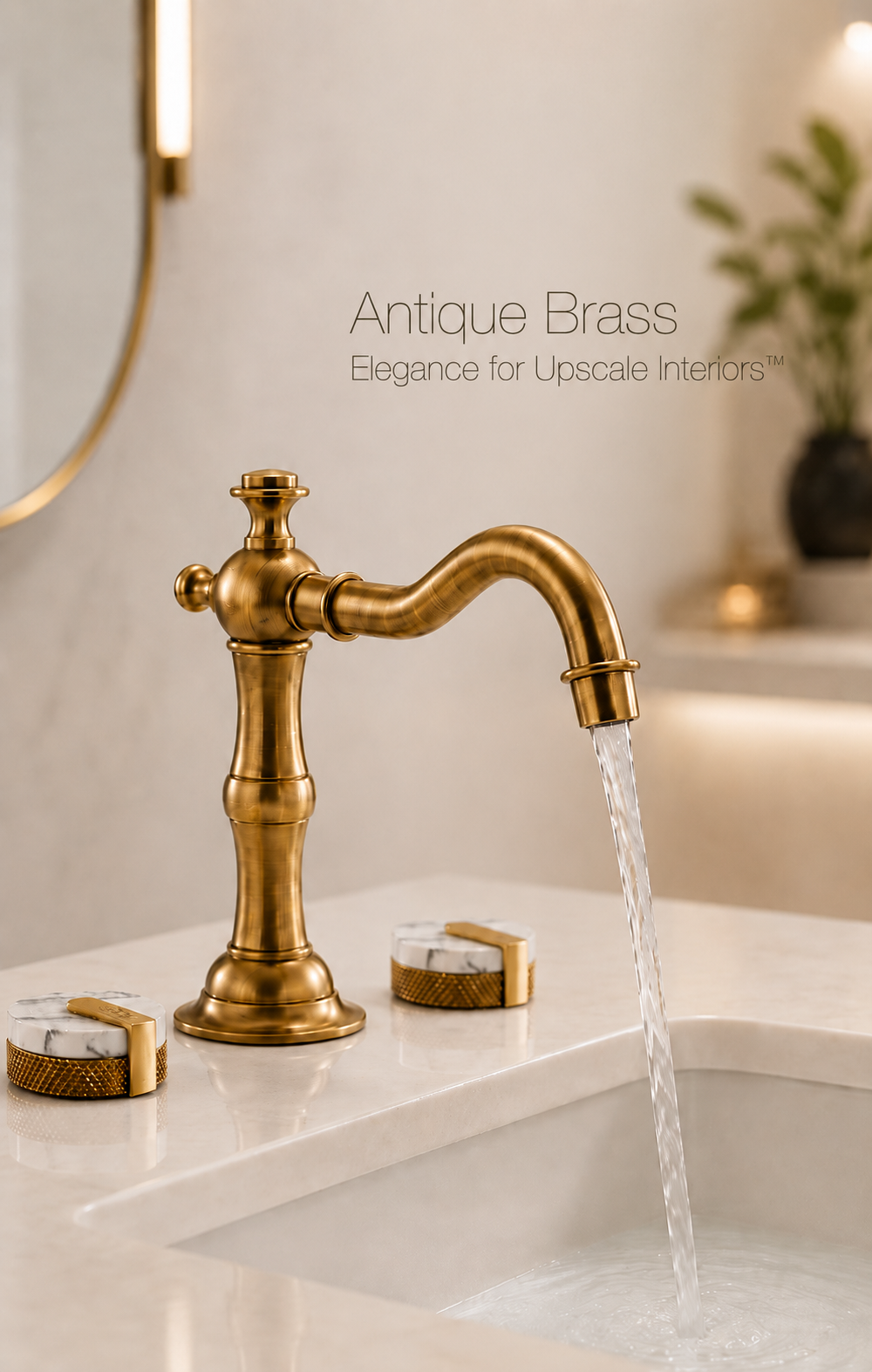 Fontana Aerius Antique Brass Widespread Bathroom Faucet