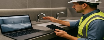 Coordinated sensor faucet and soap dispensers along a corporate wash bay