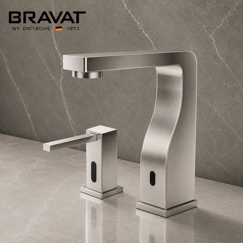 Fontana Marseille Touchless Automatic Commercial Sensor Faucet & Automatic Touchless Soap Dispenser in Chrome