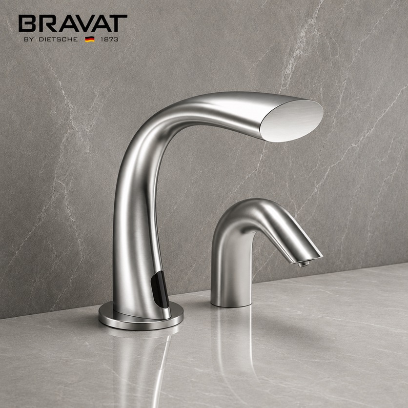 Fontana Chatou Chrome Finish Touchless Automatic Commercial Sensor Faucet & Automatic Touchless Commercial Soap Dispenser