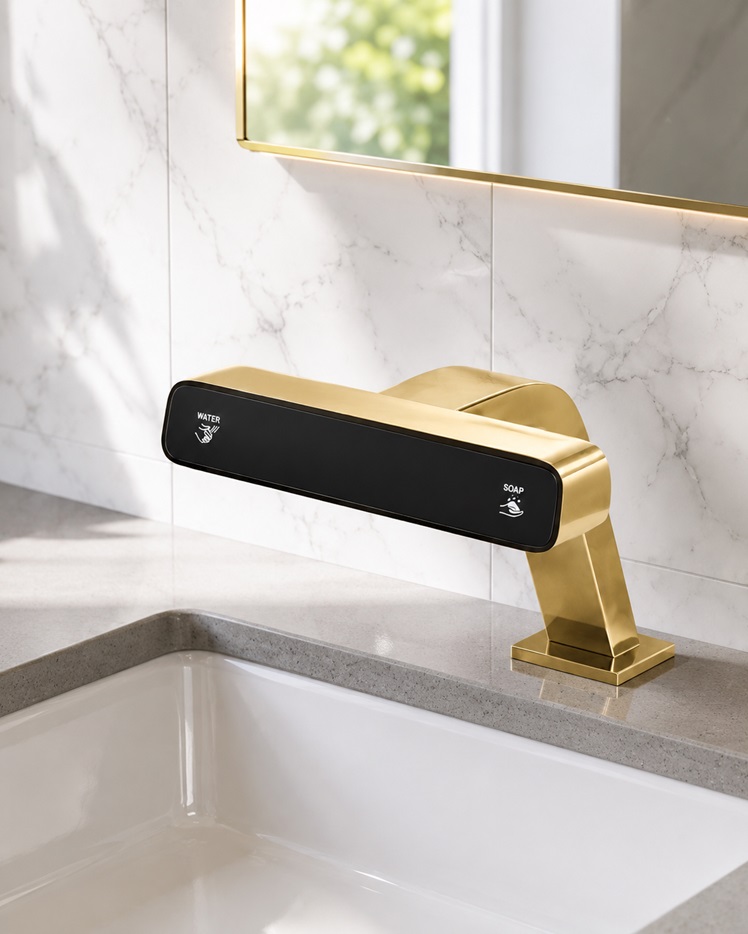 Fontana NovaDuo Elite Gold Smart Touchless Faucet and Dispenser Set