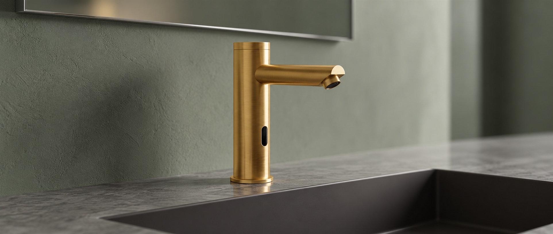 Fontana Solo brushed gold touchless motion activated commercial sink faucet model FS-509-BG