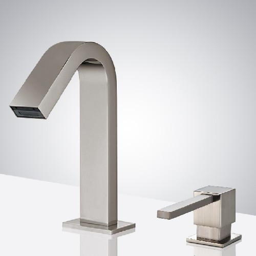 Fontana Commercial Brushed Nickel Touch less Automatic Sensor Faucet & Manual Soap Dispenser