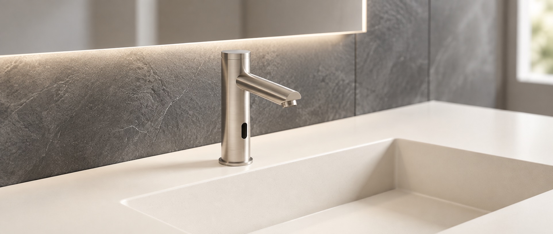 Fontana Solo brushed nickel touchless motion activated commercial sink faucet model FS-509-BN