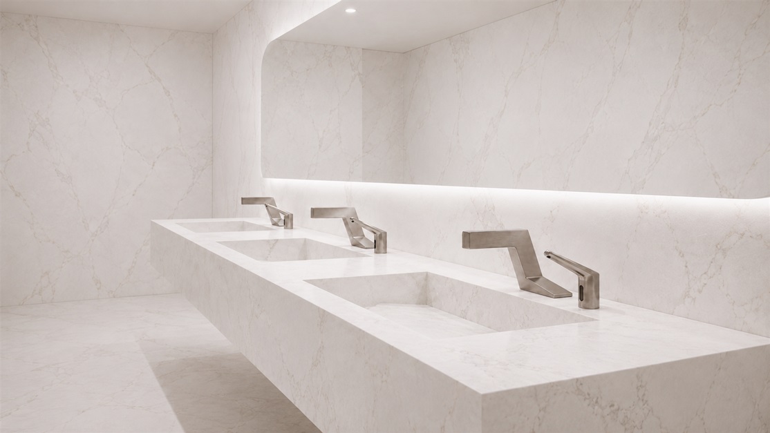 Fontana Alba Adriatica chrome deck-mounted touchless faucet for high-traffic commercial restrooms