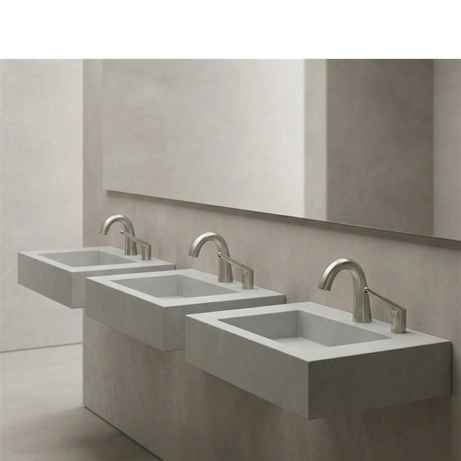 Dimension drawings for stainless steel automatic touchless faucets and touchless soap dispensers