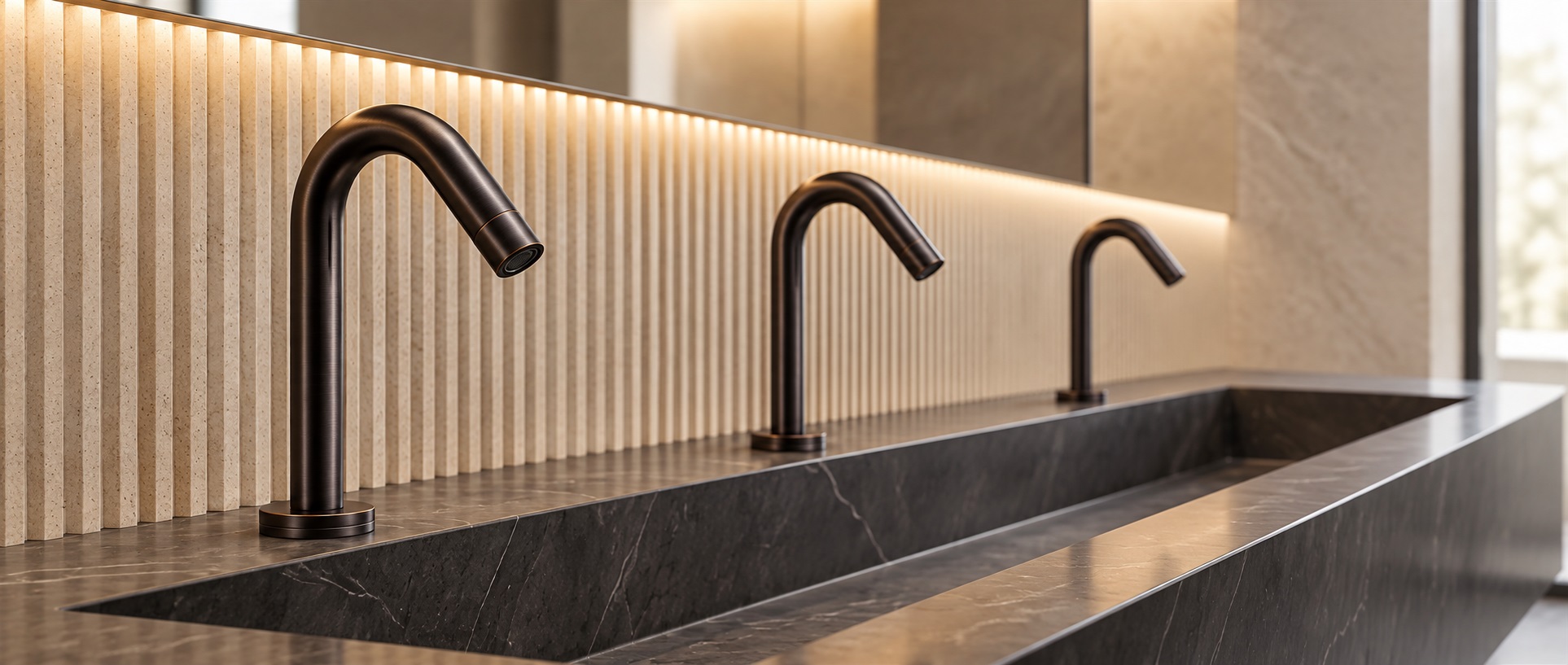 Fontana Geneva dark oil rubbed bronze deck mounted commercial sensor faucet model FS1226