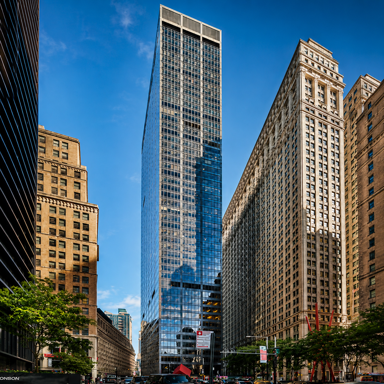 140 Broadway plaza with Isamu Noguchi Cube in Manhattan Financial District