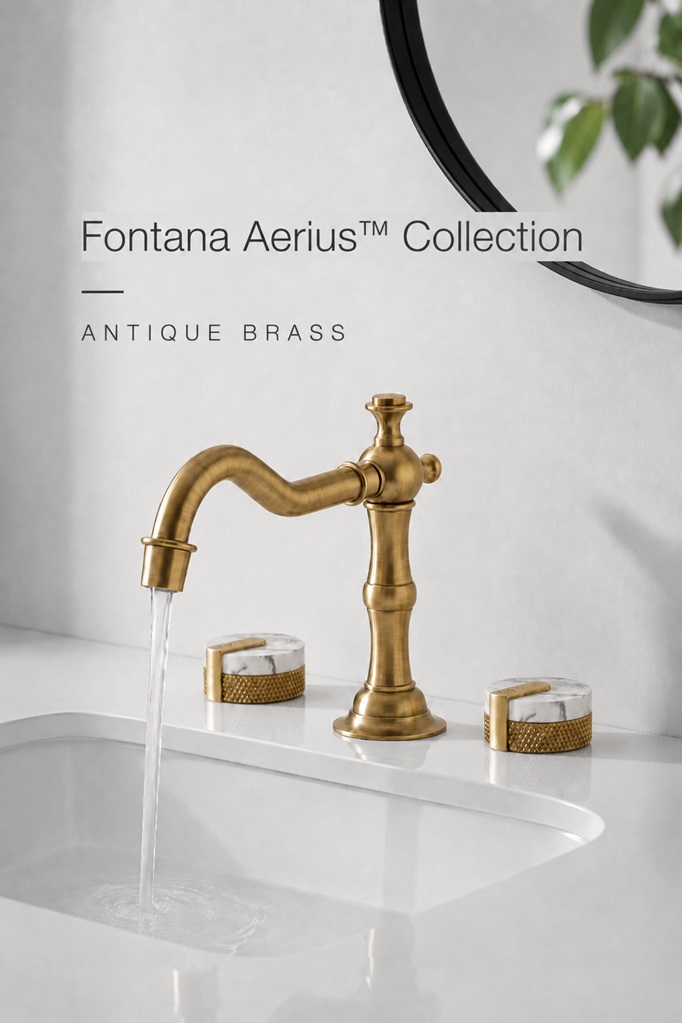Fontana Aerius Collection Antique Brass Widespread Two Handles Bathroom Faucet