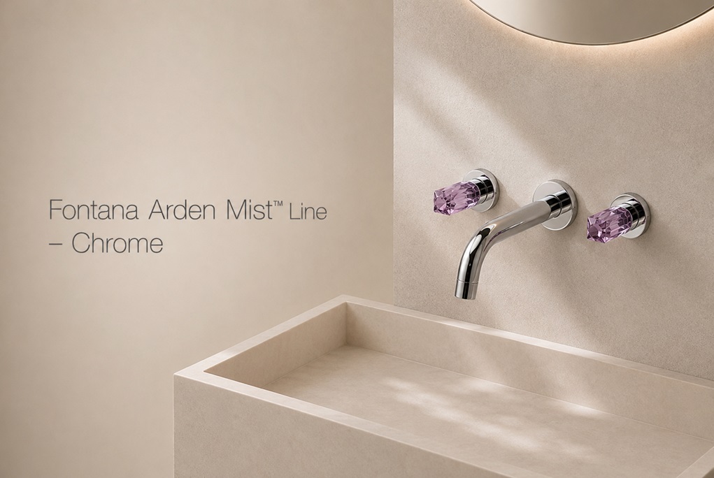 Fontana Arden Mist Line Chrome Wall-Mounted Dual Crystal Handle Faucet