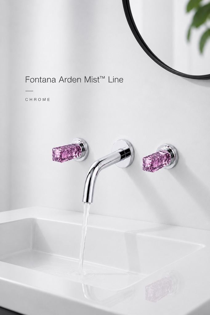 Fontana Arden Mist Line Chrome Dual Handle Wall-Mounted Faucet with Crystal Handle