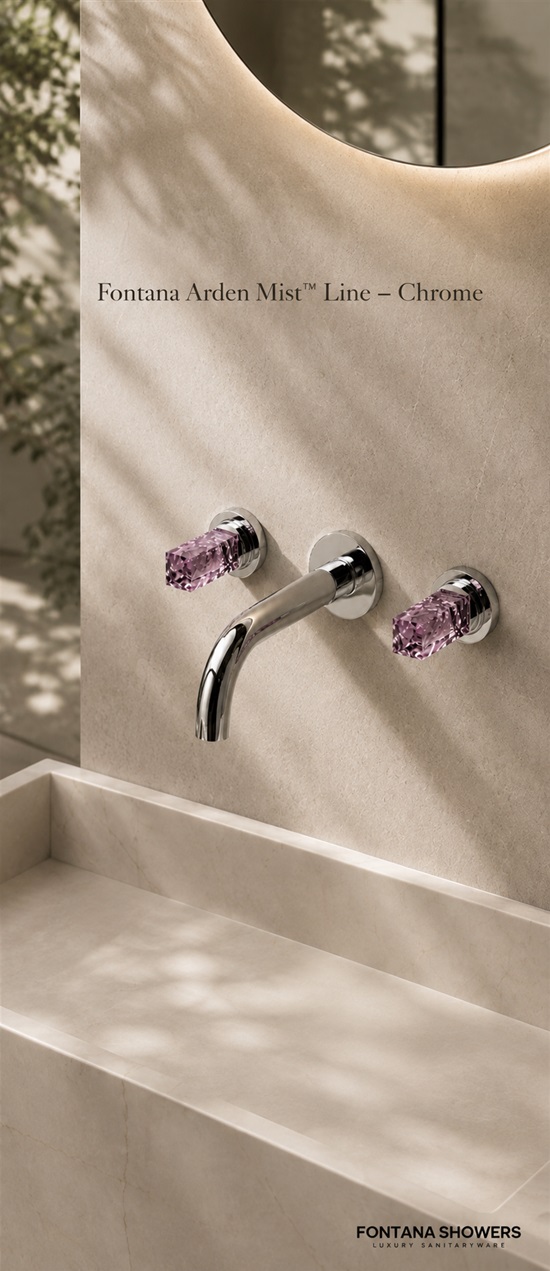 Fontana Arden Mist Line Chrome Dual Handle Wall-Mounted Faucet with Crystal Handles