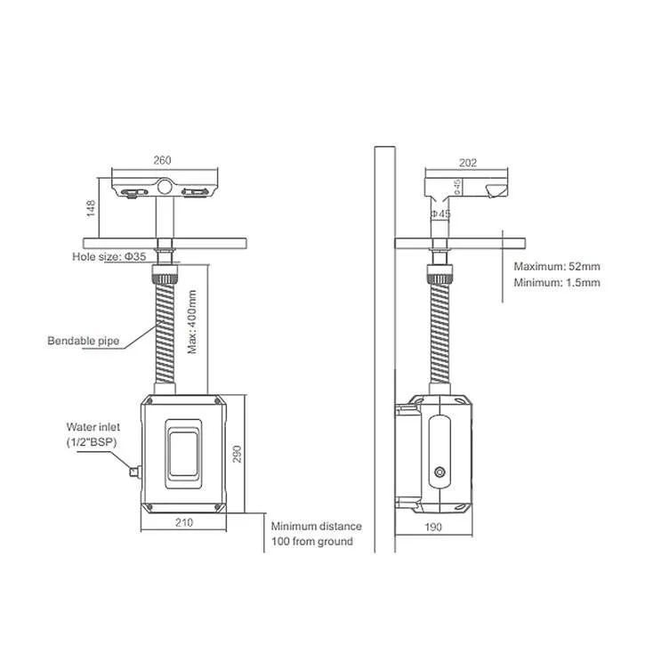 Dimensioned installation drawing