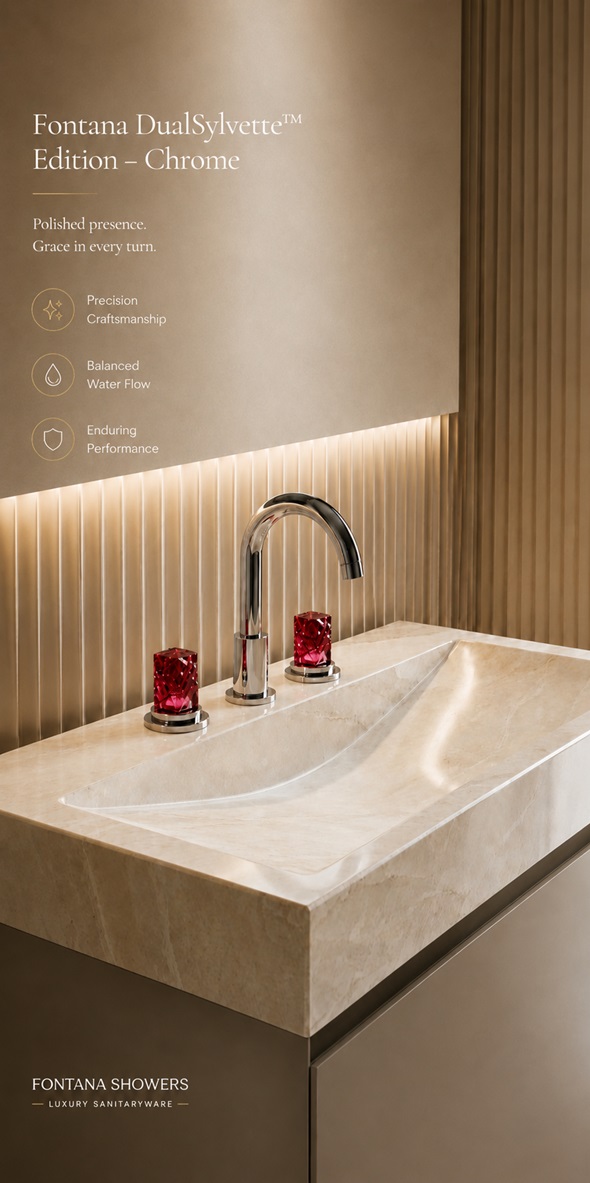 Fontana DualSylvette Edition Chrome Modern Two Handles Bathroom Faucet