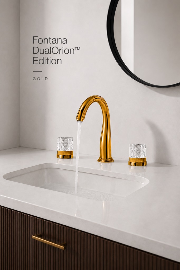Fontana DualOrion Edition Gold Thermostatic Two Handles Bathroom Faucet
