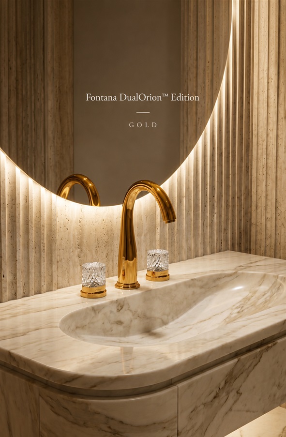 Fontana DualOrion Edition Gold Thermostatic Two Handles Bathroom Faucet
