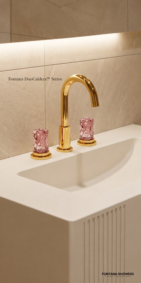 Fontana DuoCaldera Series Gold Contemporary Two Handles Bathroom Faucet