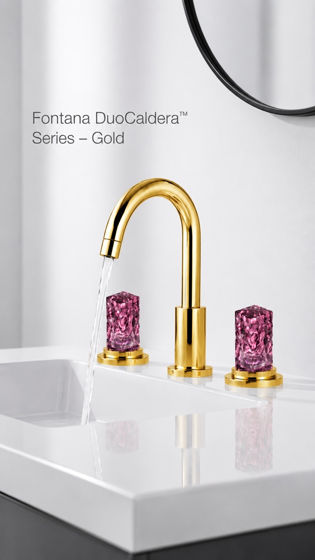 Fontana DuoCaldera Series Gold Contemporary Two Handles Bathroom Faucet