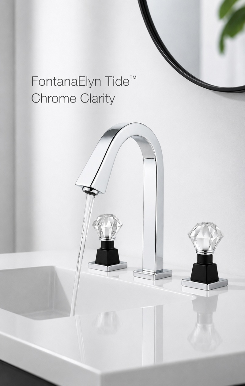 Fontana Elyn Tide Chrome Clarity crystal handle luxury bathroom faucet