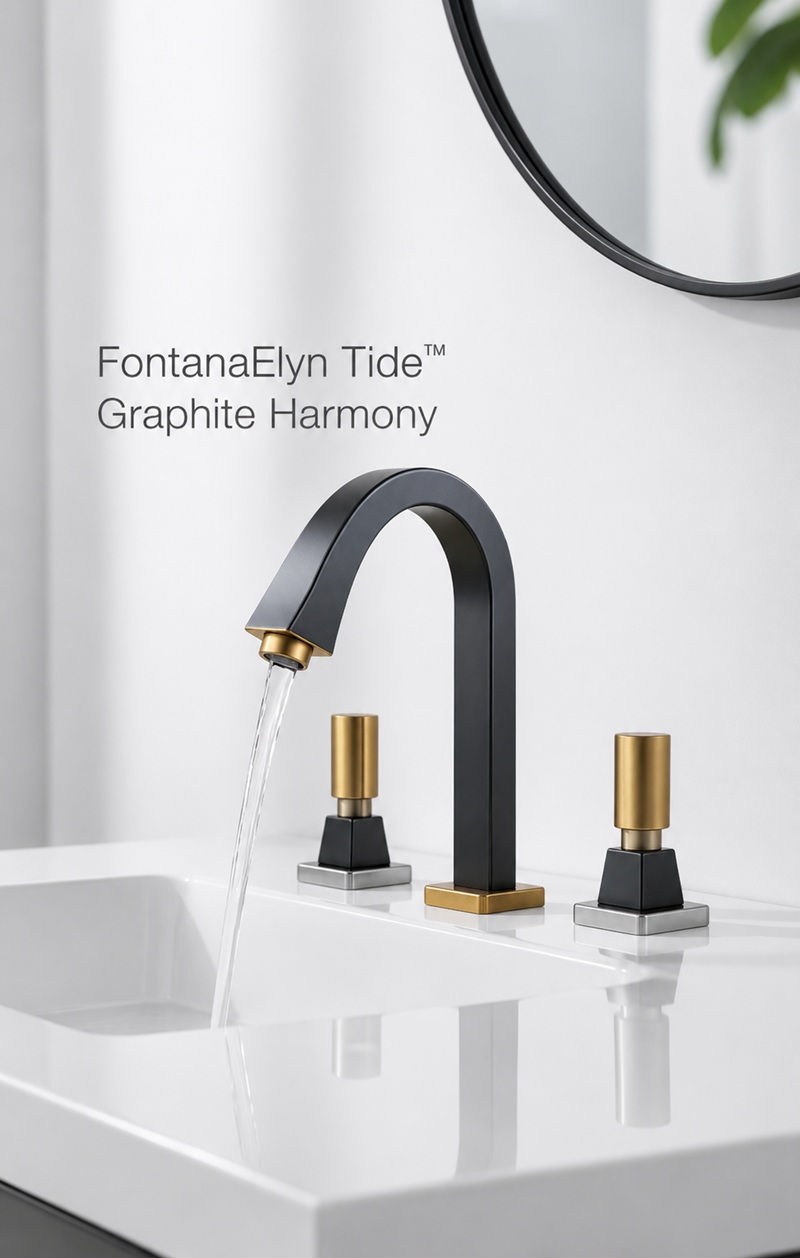 Fontana Elyn Tide Graphite Harmony two-tone black and gold bathroom faucet