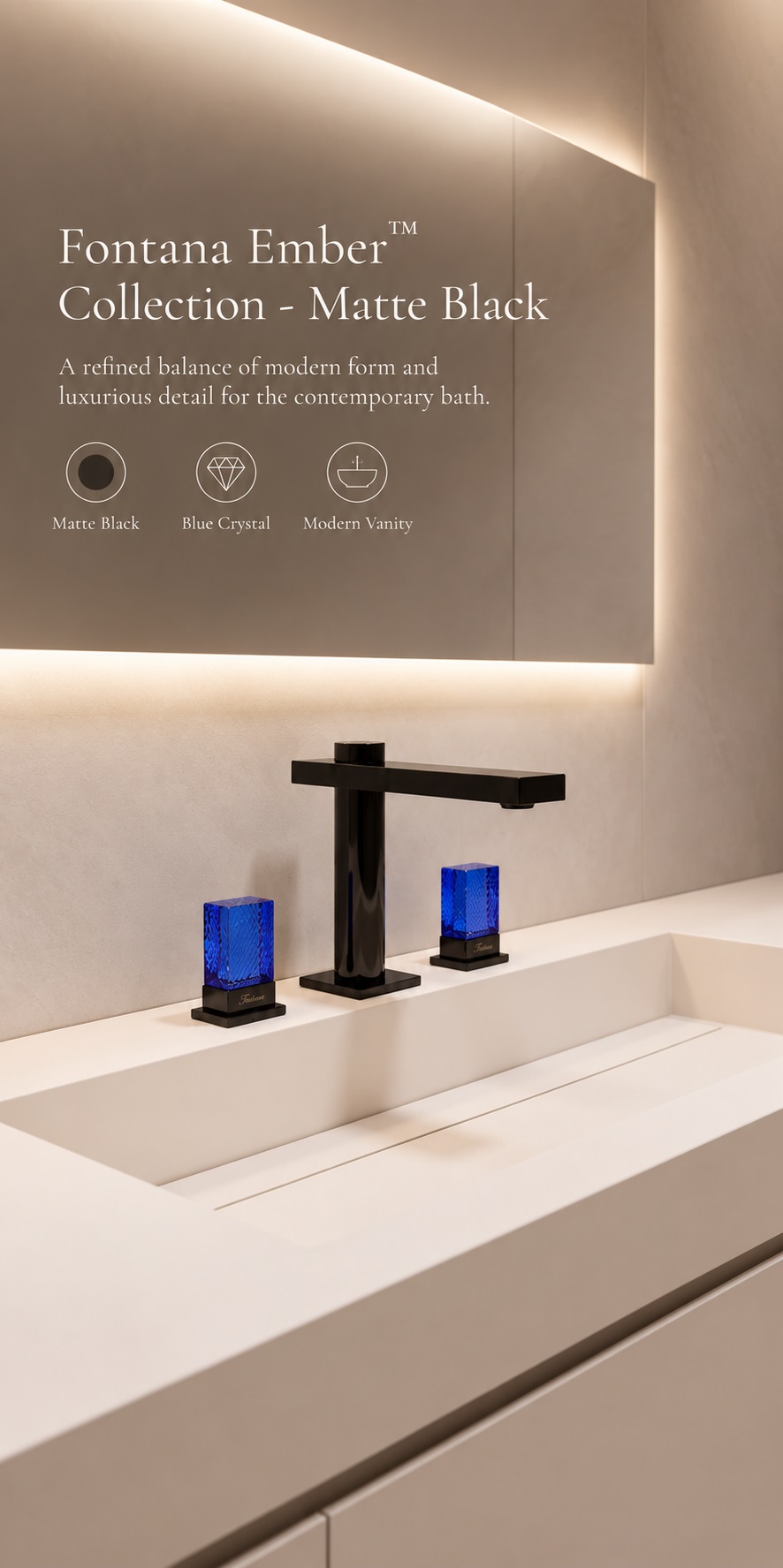 Fontana Ember Collection Matte Black Luxury Bathroom Faucet FS12027MB