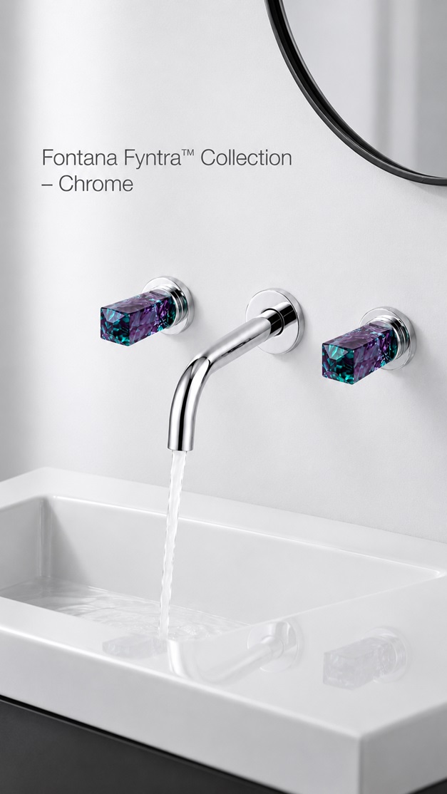 Fontana Fyntra Collection Chrome Wall-Mounted Crystal Handle Faucet