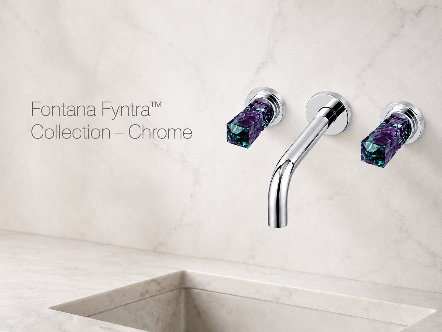 Fontana Fyntra Chrome Wall-Mounted Thermostatic Faucet with Multicolor Crystal Handle