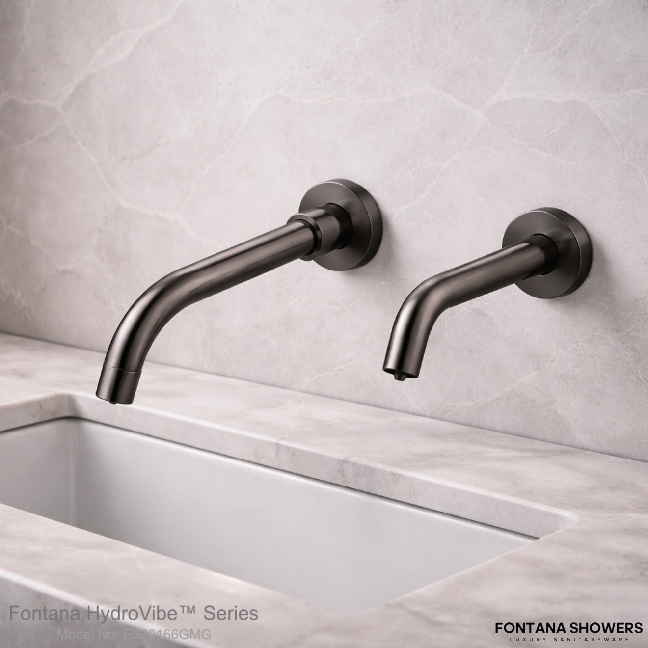 Fontana stainless steel automatic touchless faucet and touchless soap dispenser countertop installation drawing showing section details, mounting stack, gasket, lock washer and mounting-hole diameters