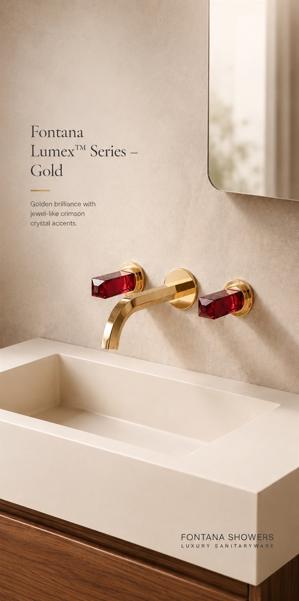 Fontana Lumex Series Gold Widespread Crystal Knobs Bathroom Faucet