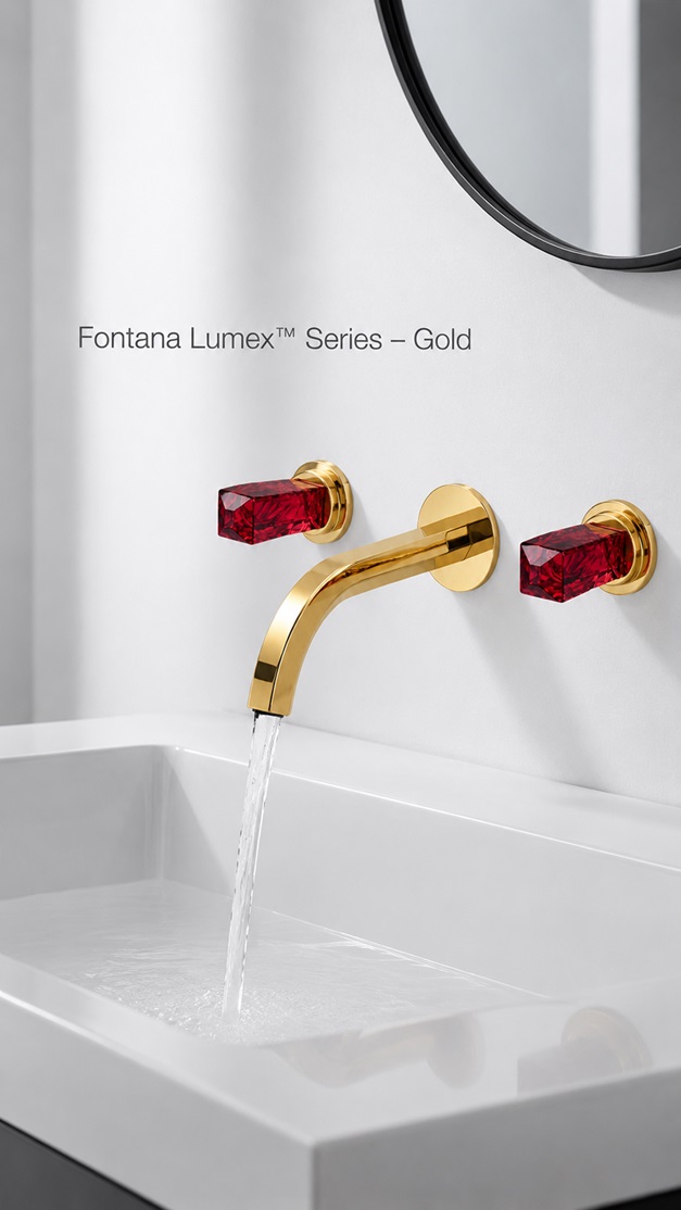Fontana Lumex Series Gold Widespread Crystal Knobs Bathroom Faucet