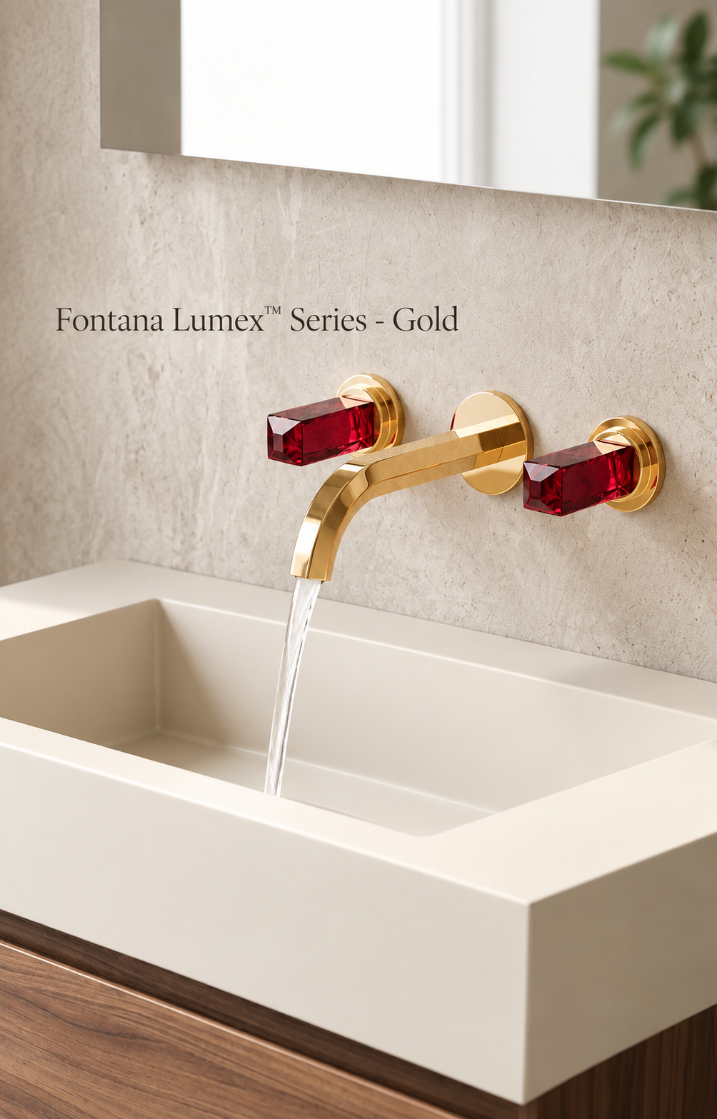 Fontana Lumex Series Gold Widespread Crystal Knobs Bathroom Faucet
