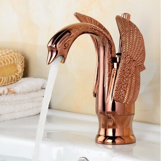 Fontana Luna rose gold swan vanity faucet installation