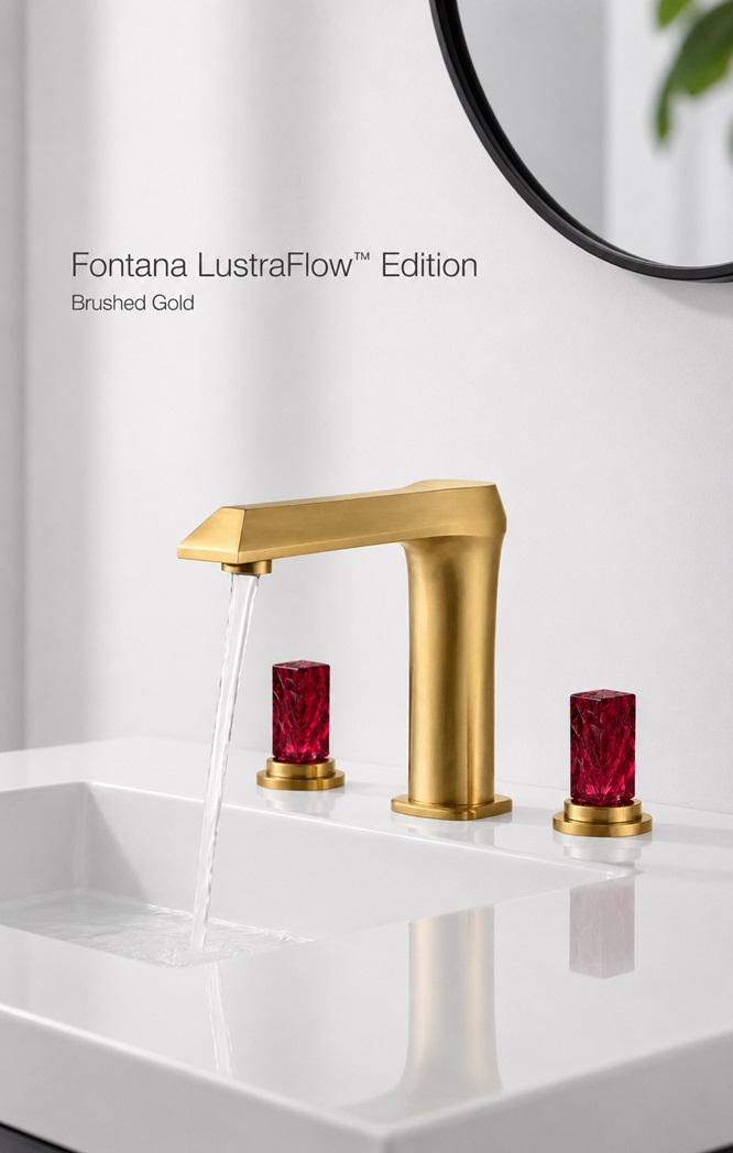 Fontana LustraFlow Edition Brushed Gold Thermostatic Crystal Handle Faucet