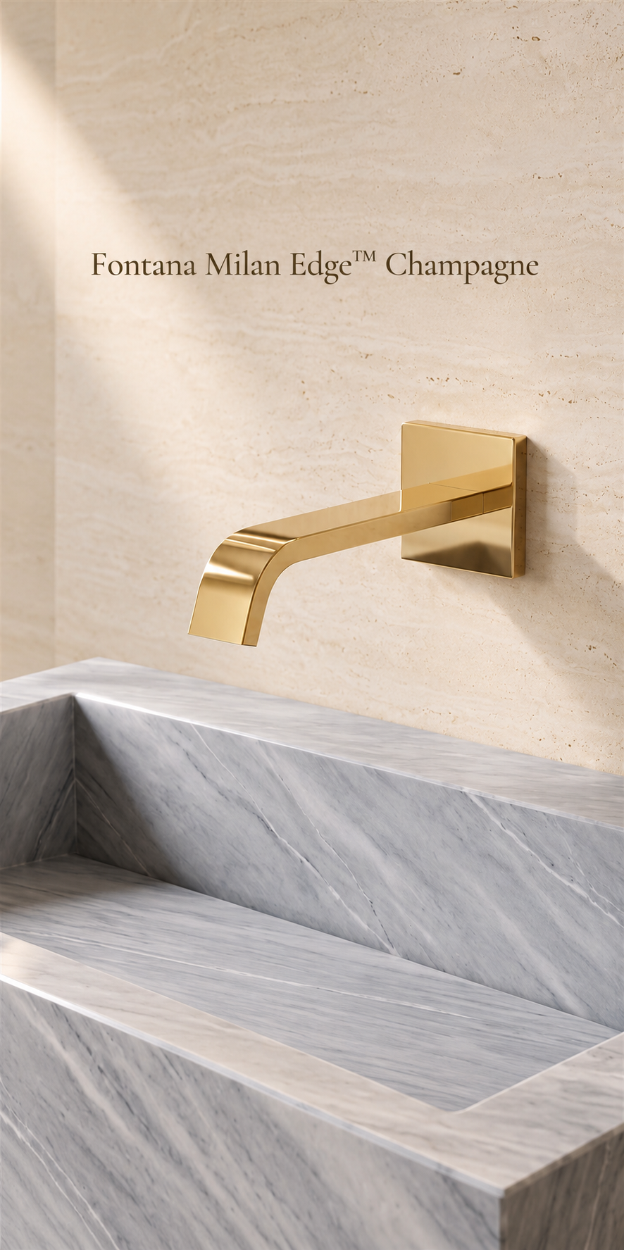 Fontana Milan Edge Champagne Wall Mounted Commercial Touchless Sensor Faucet with Infrared Activation FS10134CP
