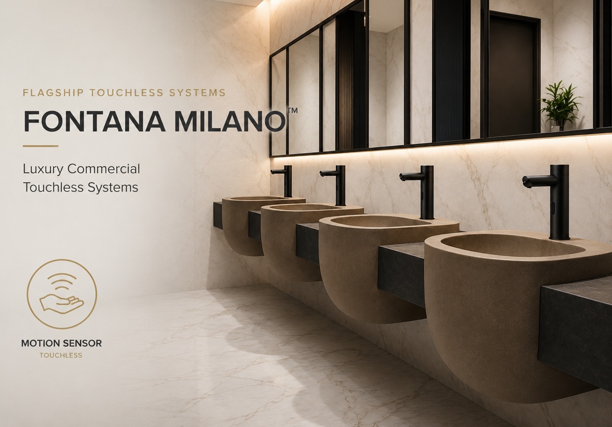 Fontana Milano luxury commercial touchless faucet and soap dispenser systems