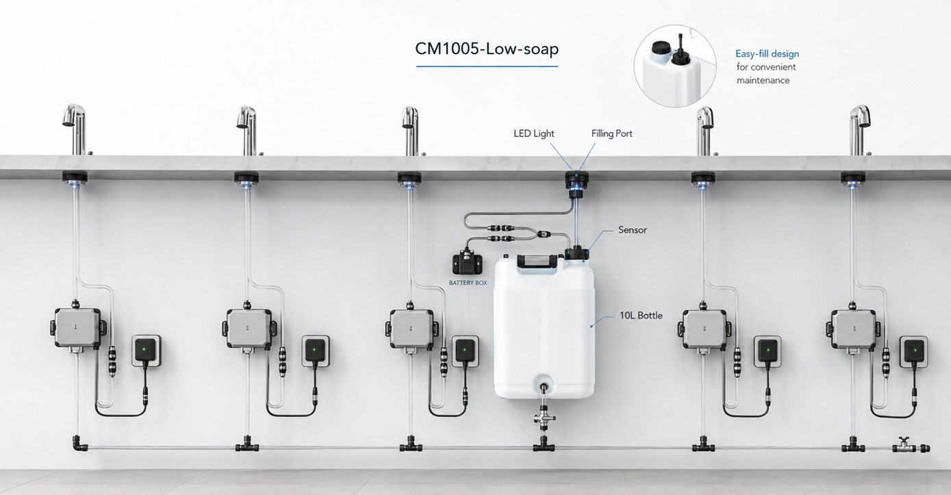 Fontana MultiFeed centralized commercial soap dispensing system installation diagram
