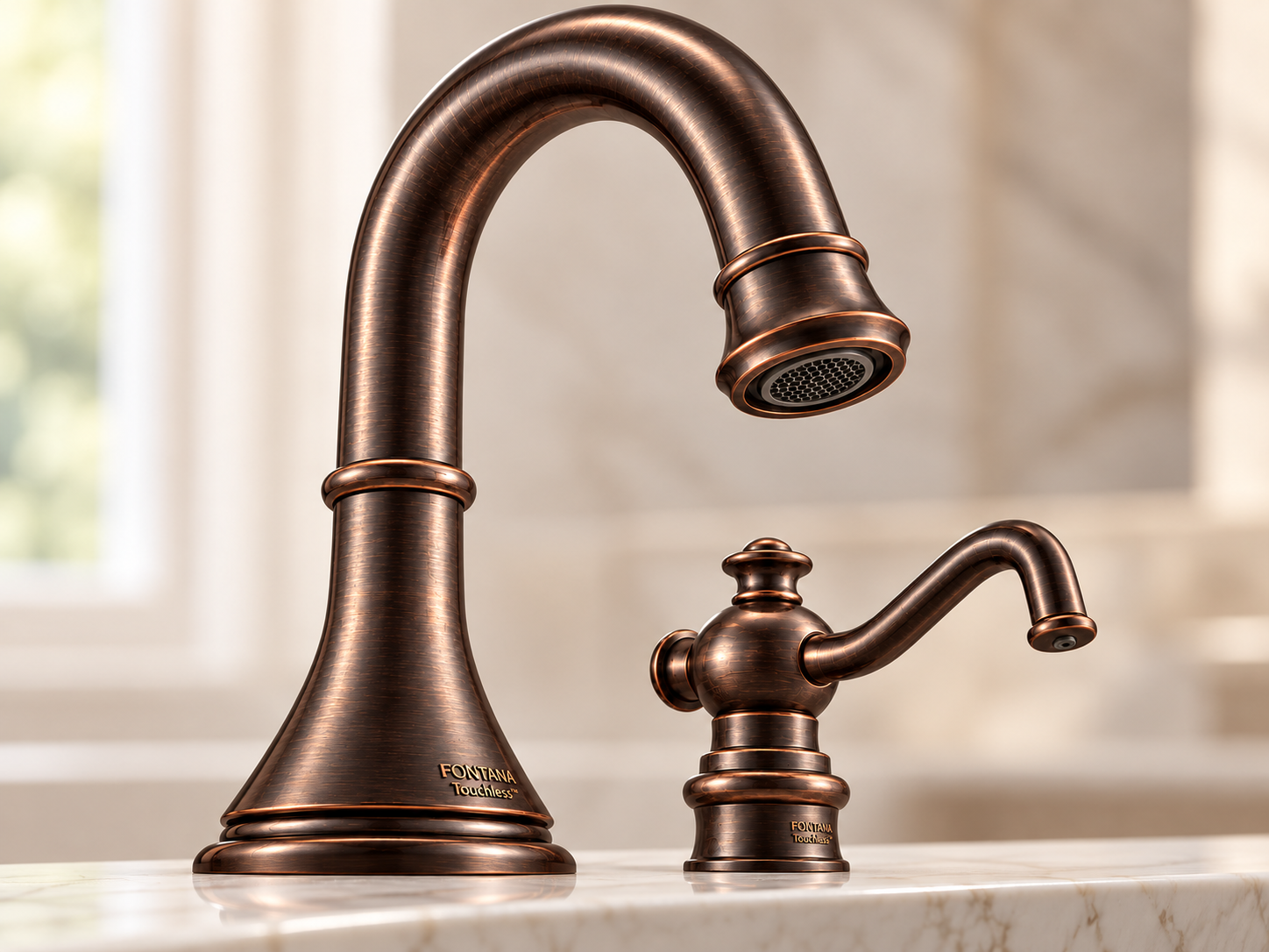Oil-rubbed bronze commercial sensor faucet set