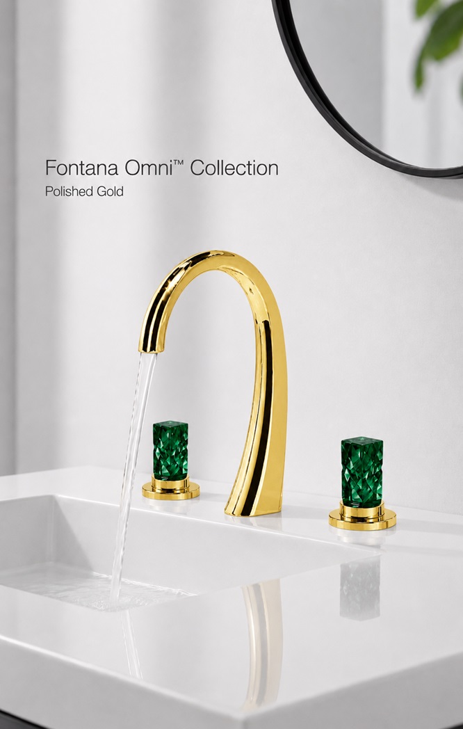 Fontana Omni Collection Crystal Handle Gold Widespread Lavatory Basin Faucet