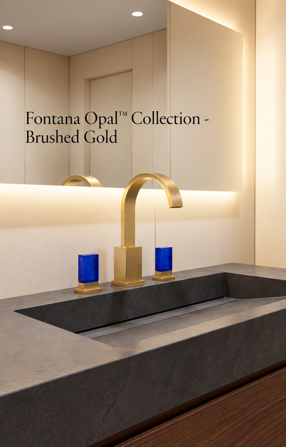Fontana Opal Brushed Gold Two Crystal Handle Bathroom Faucet