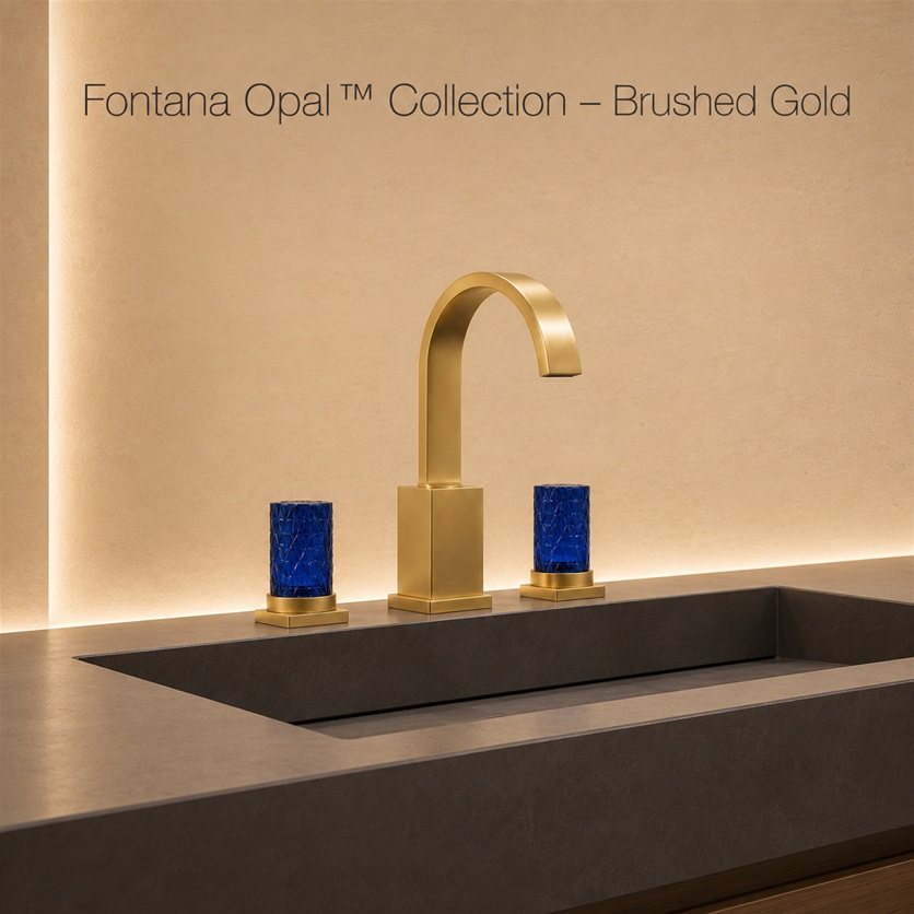Fontana Opal Brushed Gold Two Crystal Handle Bathroom Faucet