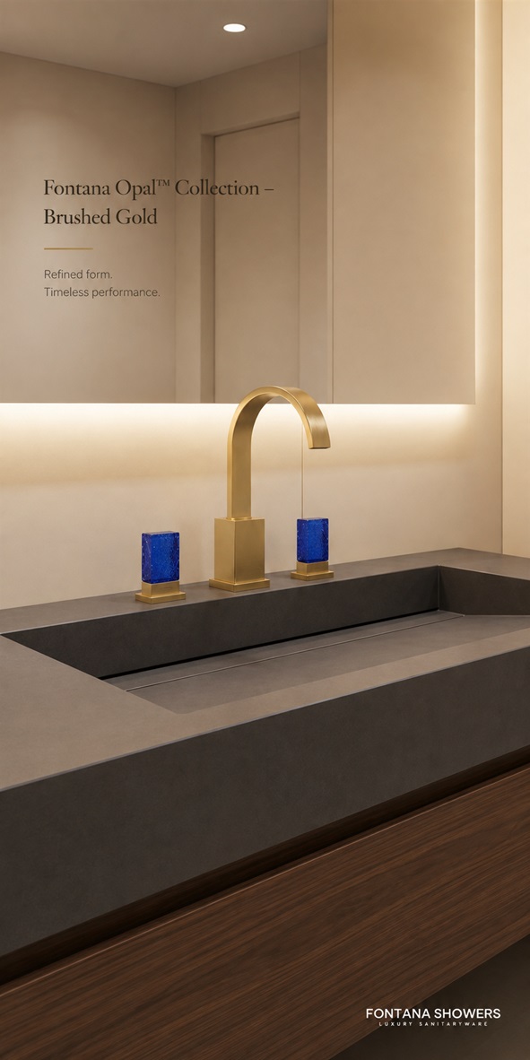 Fontana Opal Collection Brushed Gold Two Crystal Handle Bathroom Faucet