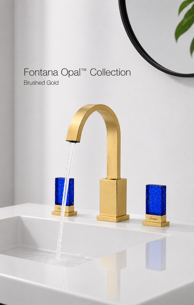 Fontana Opal Collection Brushed Gold Two Crystal Handle Bathroom Faucet