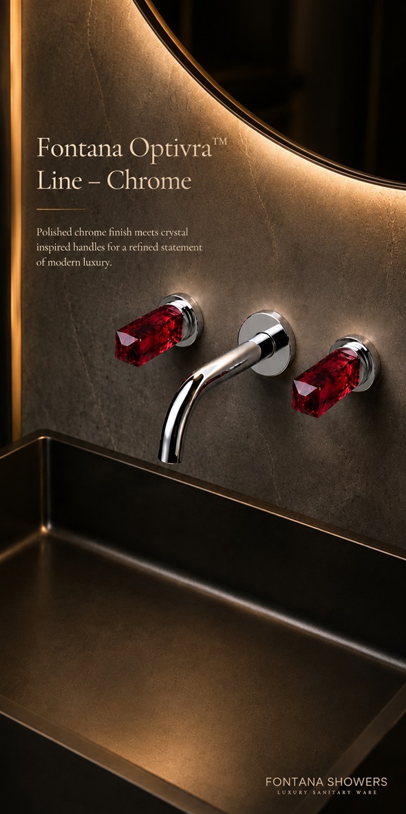 Fontana Optivra Line Chrome Wall-Mounted Crystal Handle Faucet