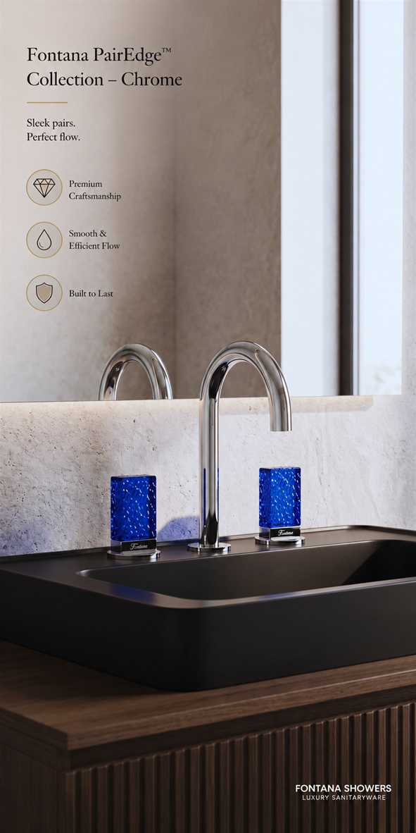 Fontana PairEdge Collection Chrome Thermostatic Two Handles Basin Faucet